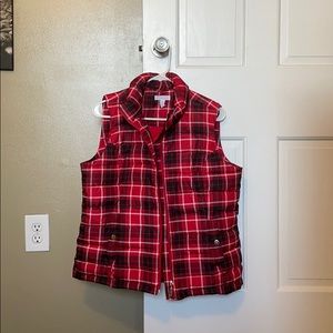 Charter Club Red, Black and White Puffy Vest